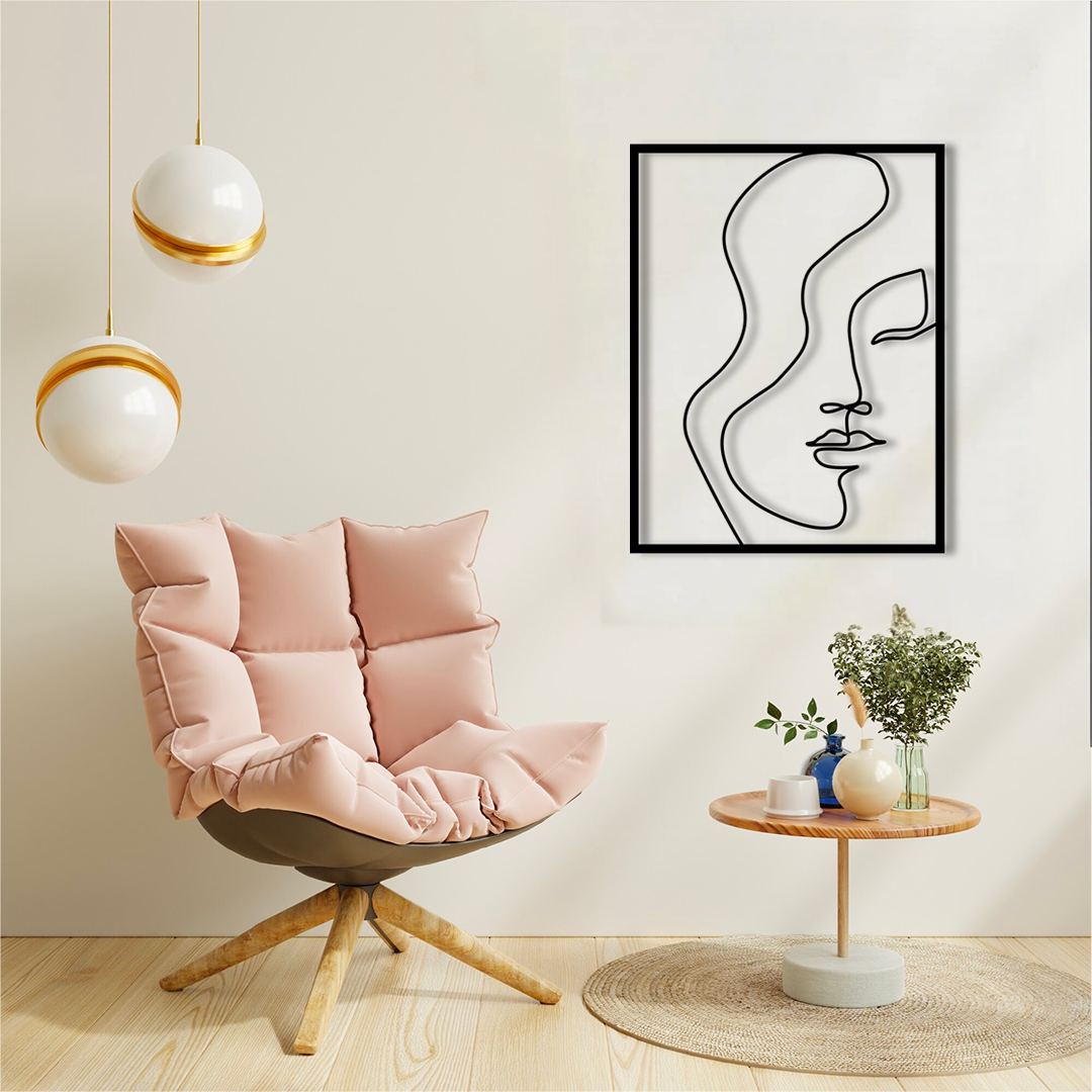 Décoration Murale en Métal Silhouette visage femme