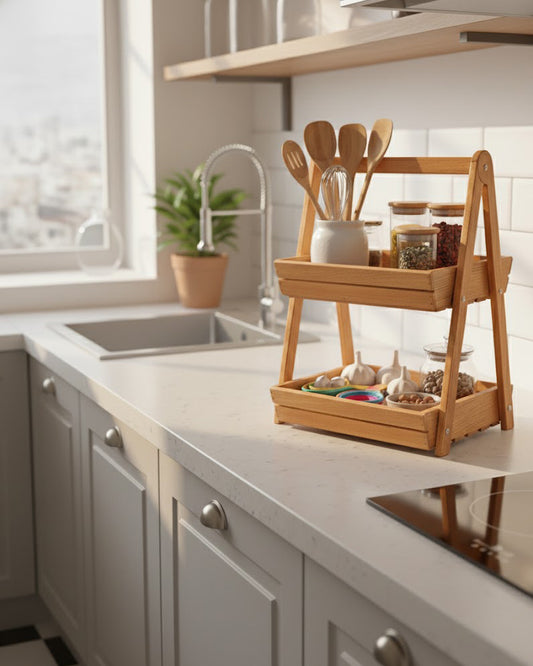 Étagère en Bois 2 Niveaux Rustic