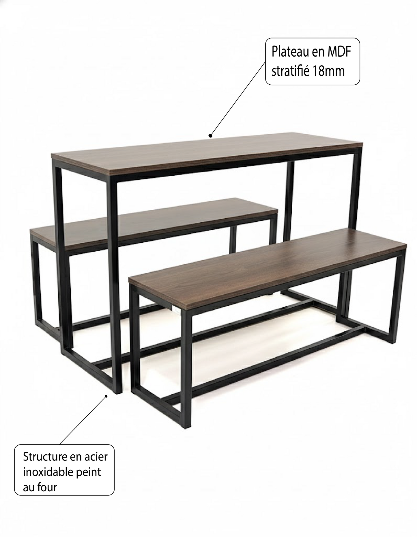 Set de 3 Table et Bancs Modern Suédois