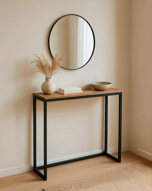 Console d’Entrée Suédois avec Miroir Rond