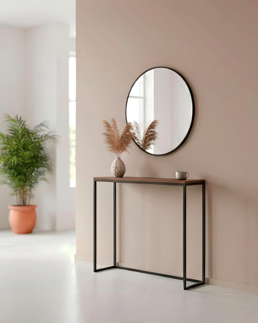 Console d’Entrée Suédois avec Miroir Rond