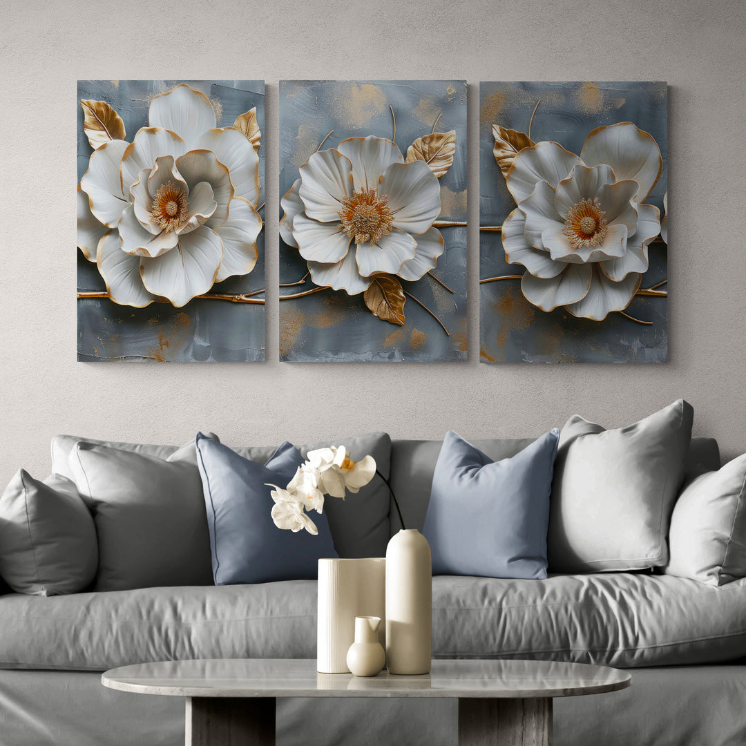 Lot de 3 Tableaux en Toile "Cendre Lumineuse"