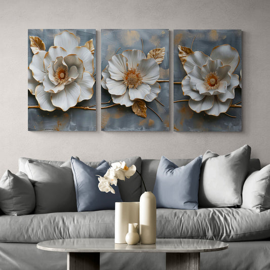 Lot de 3 Tableaux en Toile "Cendre Lumineuse"