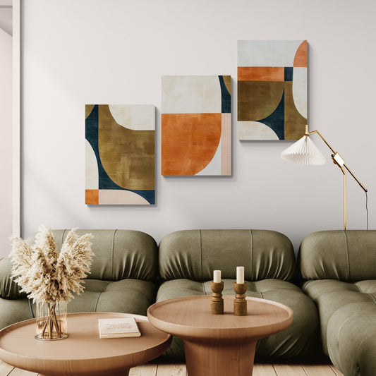 Lot de 3 Tableaux en Toile "Chaleur et Silence"