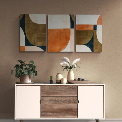 Lot de 3 Tableaux en Toile "Chaleur et Silence"