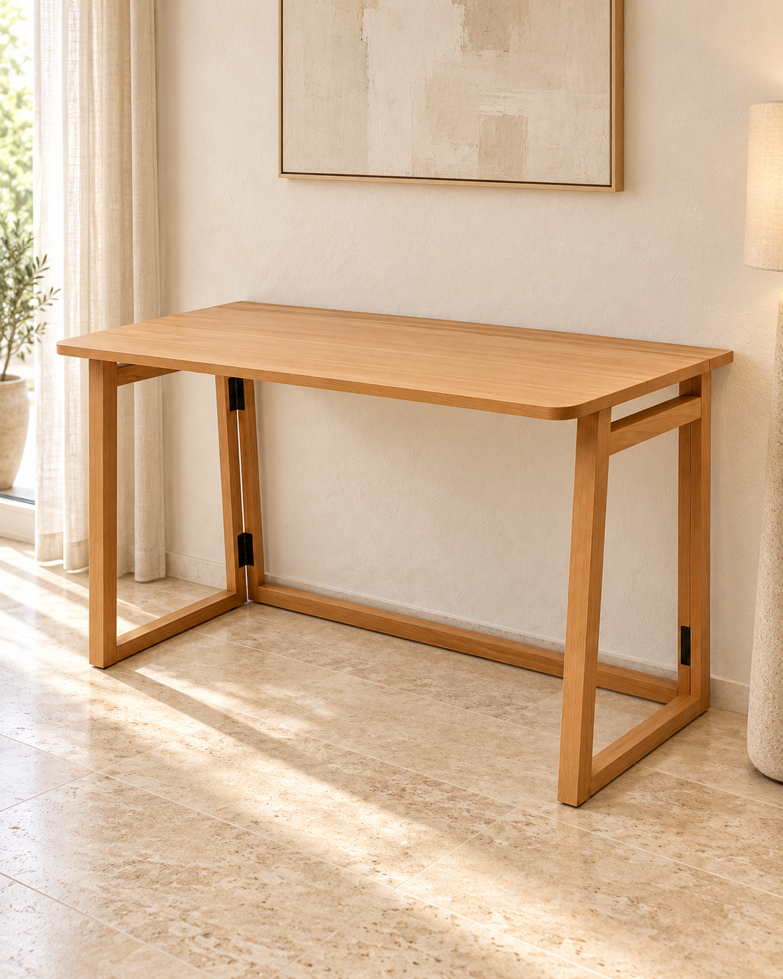 Bureau Pliable en Hêtre Naturel – Design Compact