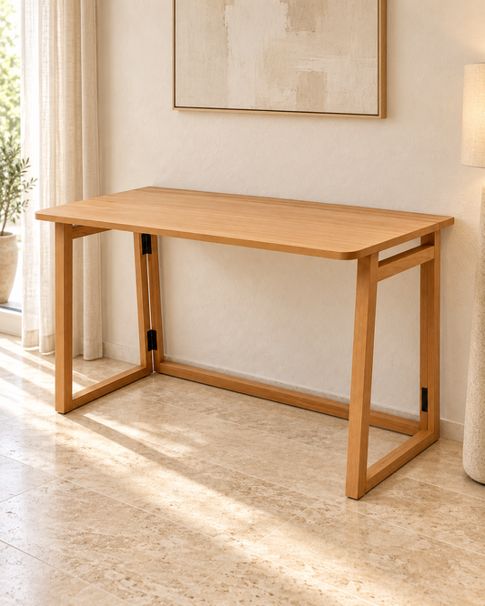 Bureau Pliable en Hêtre Naturel – Design Compact