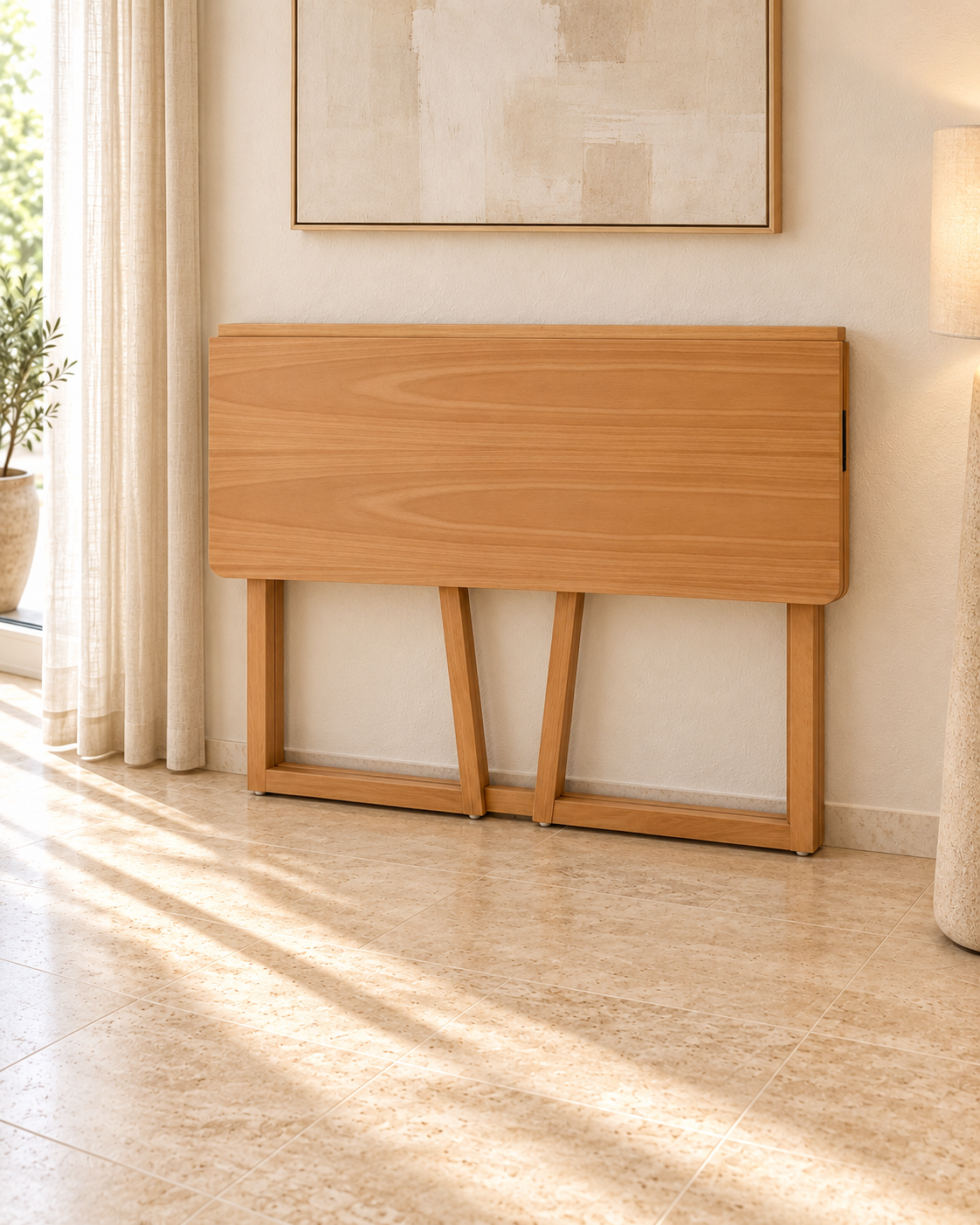 Bureau Pliable en Hêtre Naturel – Design Compact