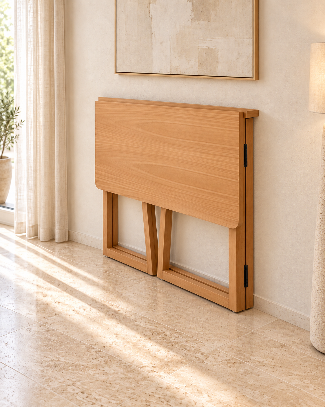 Bureau Pliable en Hêtre Naturel – Design Compact