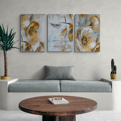 Lot de 3 Tableaux en Toile "Éclat Floral"