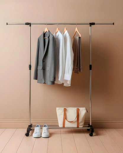 Portant Extensible à Vêtements avec Support de Chaussures