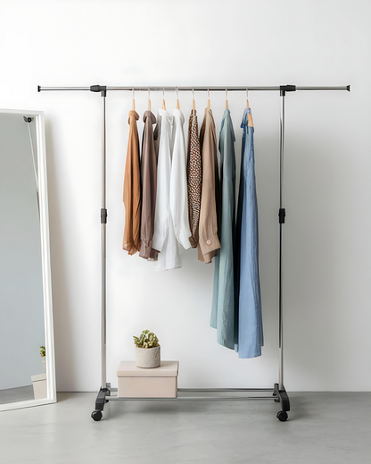 Portant Extensible à Vêtements avec Support de Chaussures