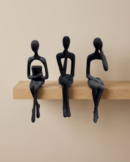 Trio de Statuettes Design Assises – Noir Mat