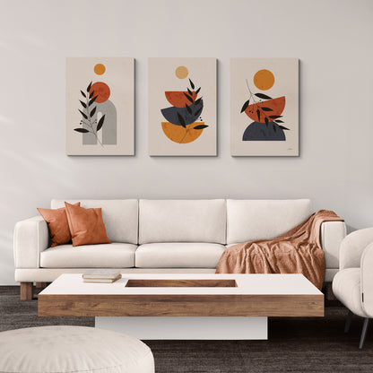 Lot de 3 Tableaux en Toile "Équilibre Chaud"