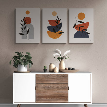Lot de 3 Tableaux en Toile "Équilibre Chaud"