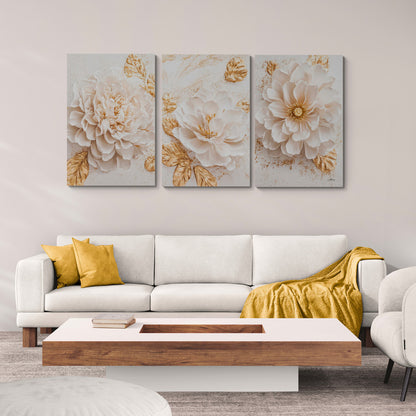 Lot de 3 Tableaux en Toile "Fleur Éclatante"