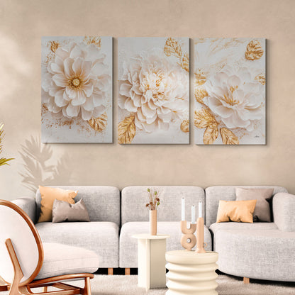 Lot de 3 Tableaux en Toile "Fleur Éclatante"