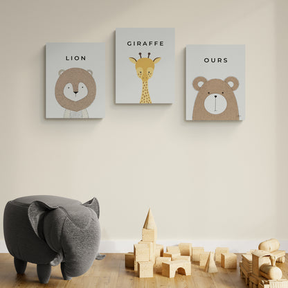 Lot de 3 Tableaux en Toile "Les Trois Amis"