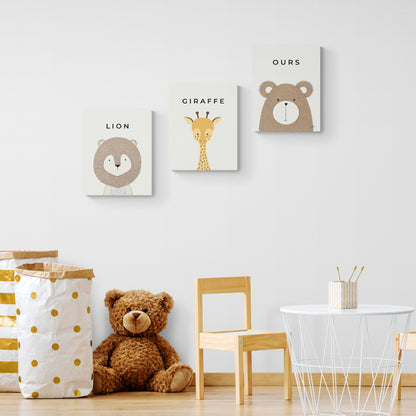 Lot de 3 Tableaux en Toile "Les Trois Amis"