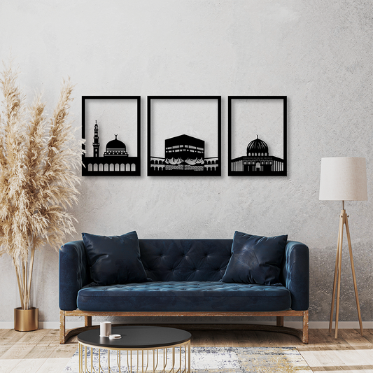 Décoration Murale en Métal Silhouette al Kaaba Charifa w Kods