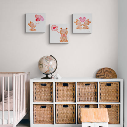 Lot de 3 Tableaux en Toile "Mini Cœur"