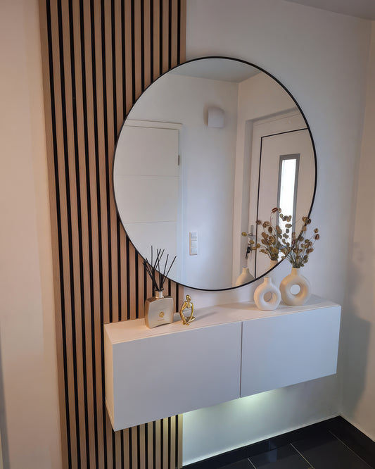 Miroir Rond Avec Cadre Noir de Diamètre 80