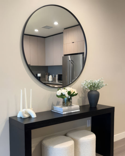 Miroir Rond Avec Cadre Noir de Diamètre 80