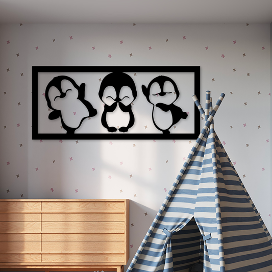 Décoration Murale en Métal Silhouette pingouin