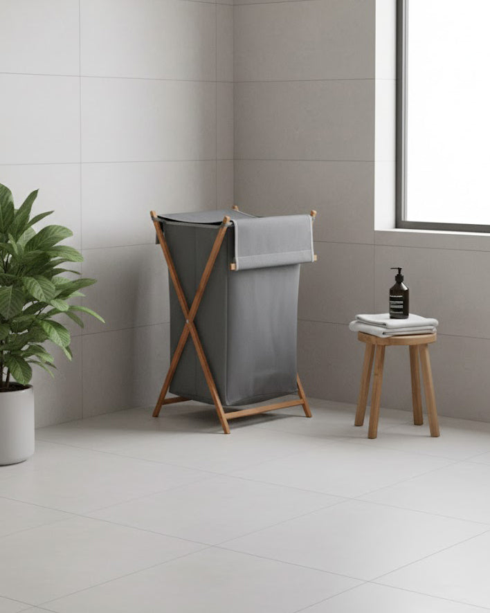 Panier à Linge Pliable en Bois G.F