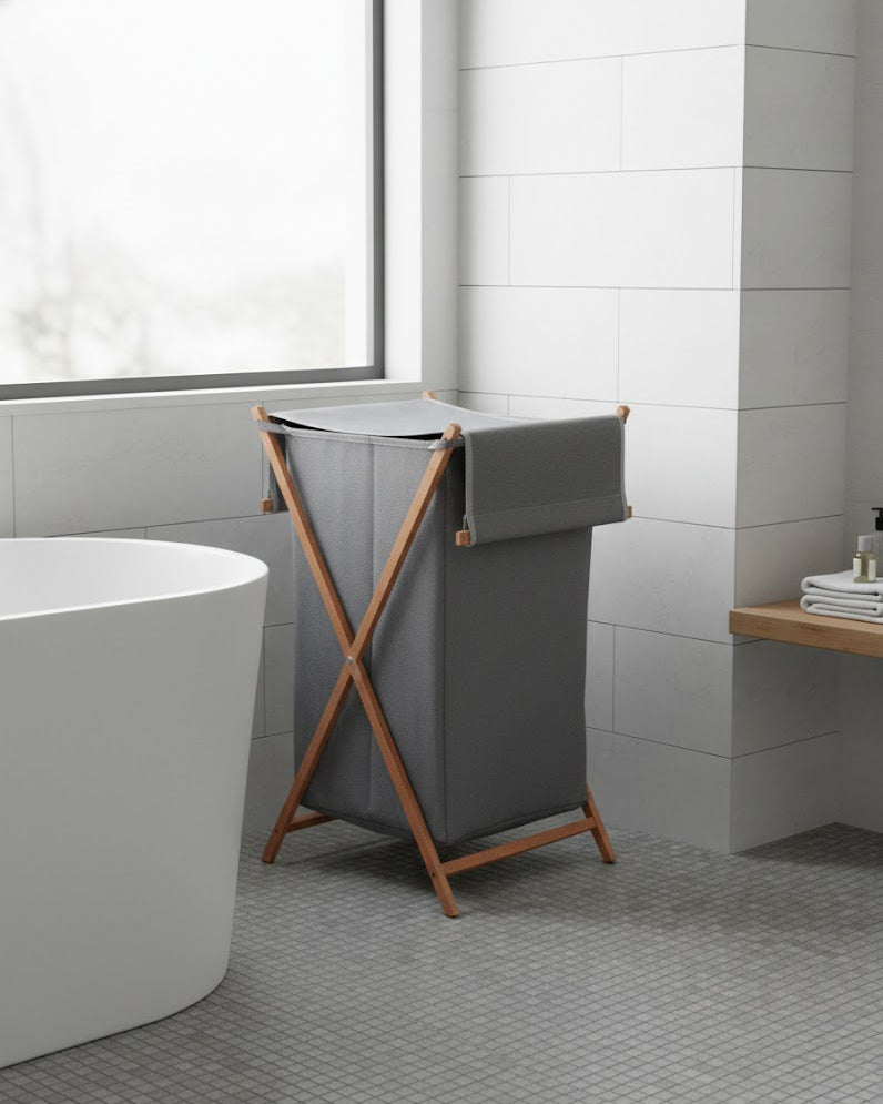 Panier à Linge Pliable en Bois G.F