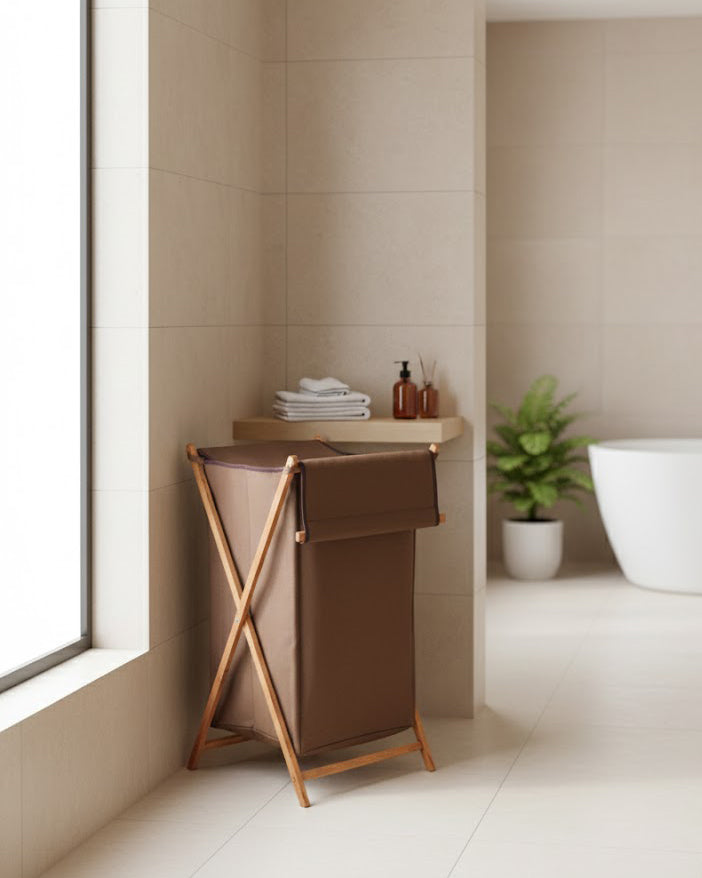 Panier à Linge Pliable en Bois G.F