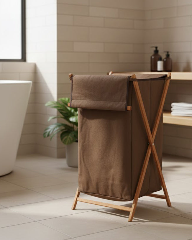 Panier à Linge Pliable en Bois G.F