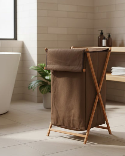 Panier à Linge Pliable en Bois G.F