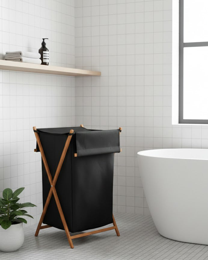 Panier à Linge Pliable en Bois G.F