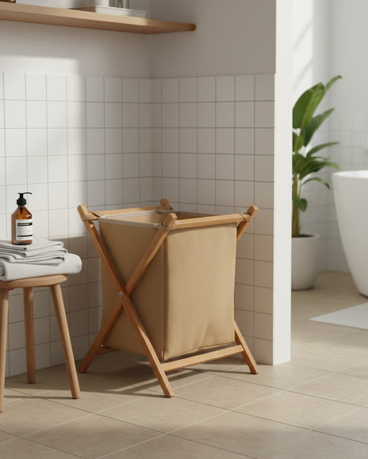 Panier à Linge Pliable en Bois P.F