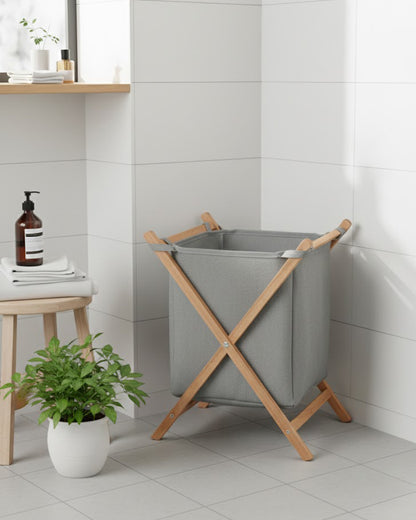 Panier à Linge Pliable en Bois P.F