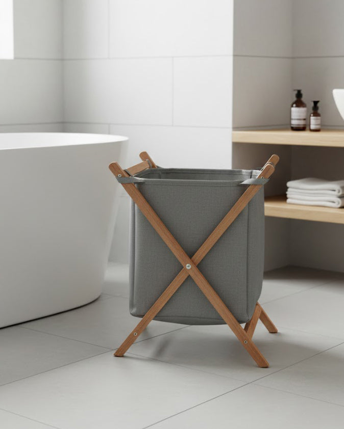 Panier à Linge Pliable en Bois P.F