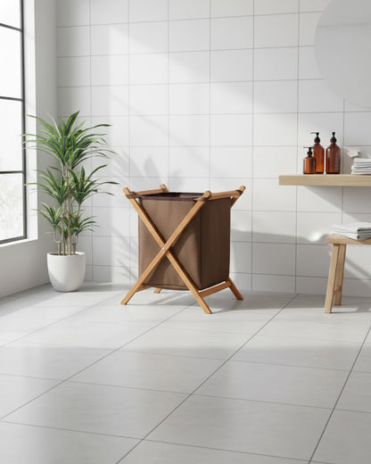 Panier à Linge Pliable en Bois P.F