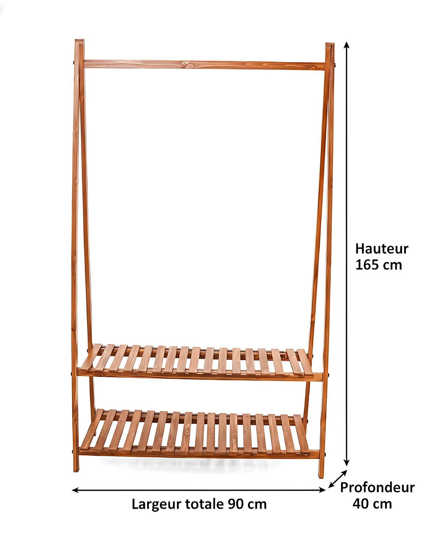 Porte Manteaux en Bois avec 2 étagère