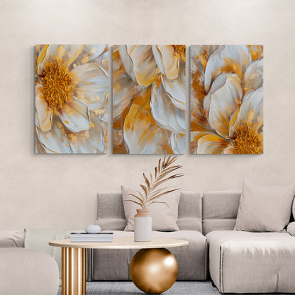 Lot de 3 Tableaux en Toile "Sérénité Dorée"