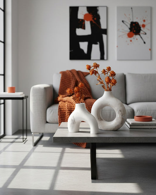 Set de 2 Pièces Décoratives en Concrete Curve & Ring