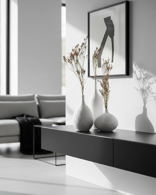 Set de 3 Vases Décoratifs en Concrete White Texture