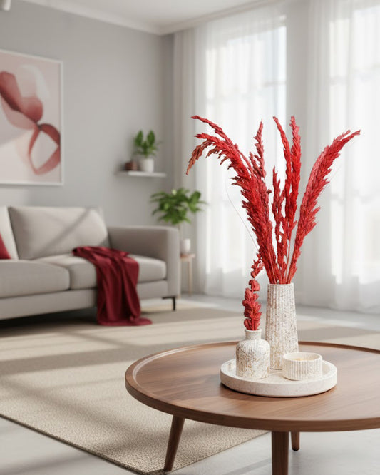 Set de 4 Pièces Décoratif en Concrete Grainé Beige