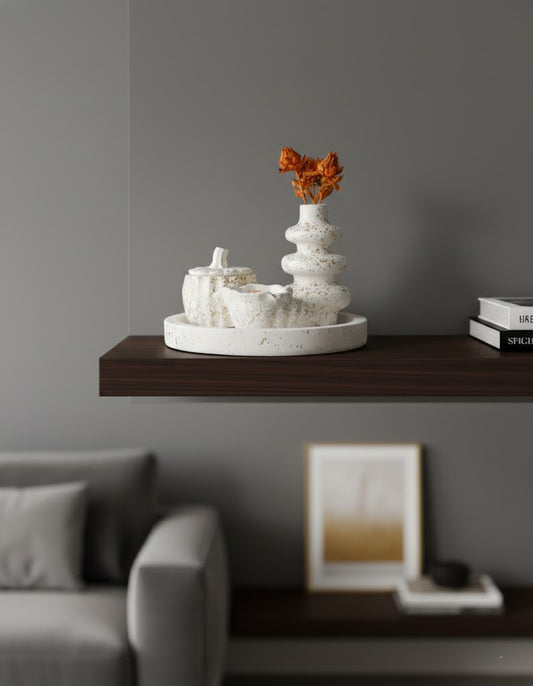 Set de 4 Pièces Décoratif en Concrete White Gold