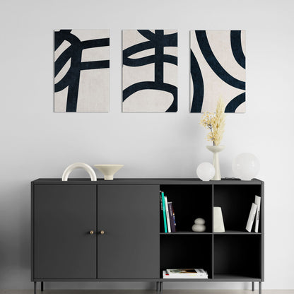 Lot de 3 Tableaux en Toile "Souffle Linéaire"