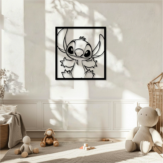 Décoration Murale en Métal Silhouette Stitch Heureux
