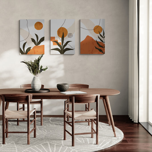 Lot de 3 Tableaux en Toile "Trois Soleils"