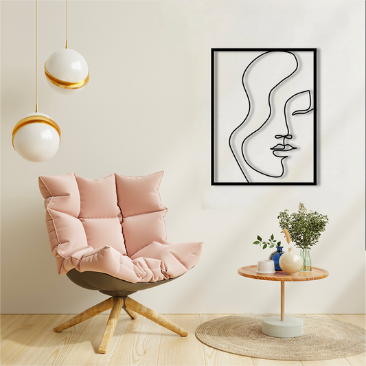 Décoration Murale en Métal Silhouette visage femme