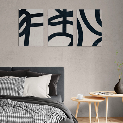 Lot de 3 Tableaux en Toile "Souffle Linéaire"