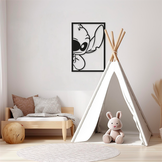 Décoration Murale en Métal Silhouette Stitch "P.F"
